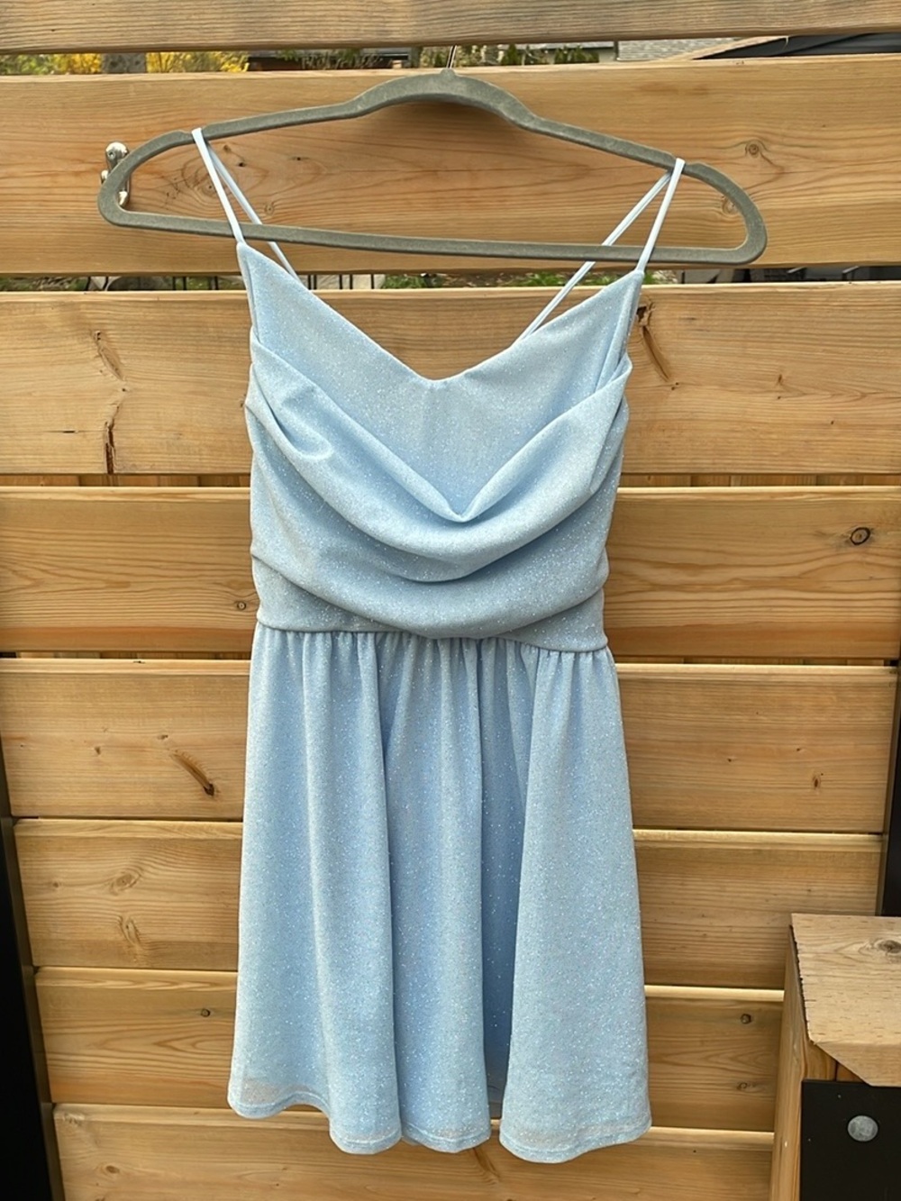 Chelsea Light Blue Mini Dress with Subtle Sparkle
